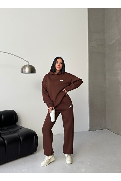 moda paketi Σετ αθλητικής φόρμας 3 νήματα Σ επένδυση fleece με λεπτομέρεια κεντήματος