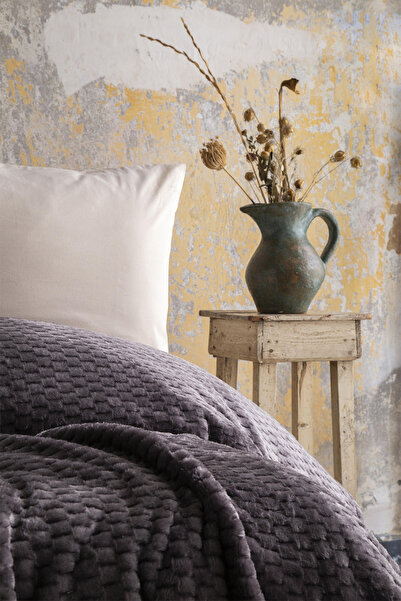 Apricitas HOME Trusty Anthracite Double Jacquard Patterned Blanket - 200*220 cm