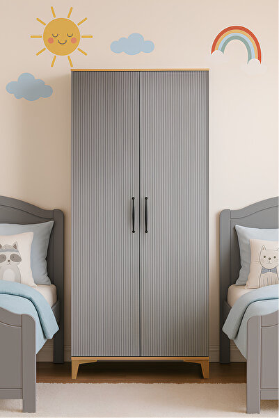 arionkids Ege 2 Kapaklı MDF Dolap | REHAU Kaplama Kapaklar | Ağaç Ayaklar | Ü...