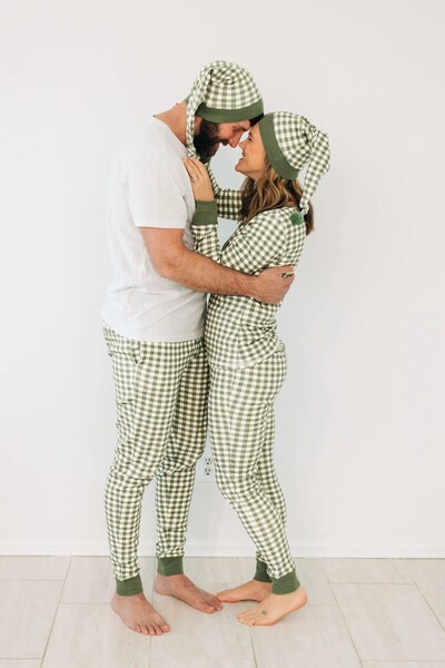 Lovedbaby Mens pants & hat Christmas set, cotton, Christmas Eve Plaid, S-XL