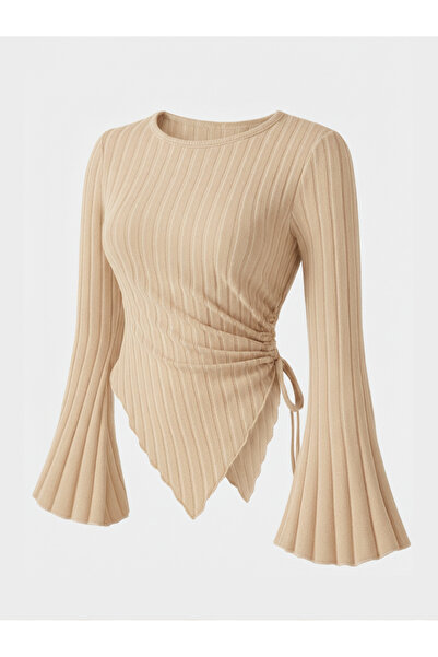 meren like your style Μπλούζα με στρογγυλή λαιμόκοψη και μακρυμάνικο πλεκτό πλεκτό – Κομψό γυναικείο μπλουζάκι που ταιριάζει με ρούχα χιτζάμπ