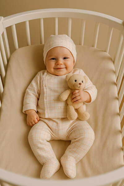 Vivolas 100% Cotton 3-Piece Newborn Set 0–3 Months – Top with Side Snaps, Bottom with Gloves and Booties, Hat