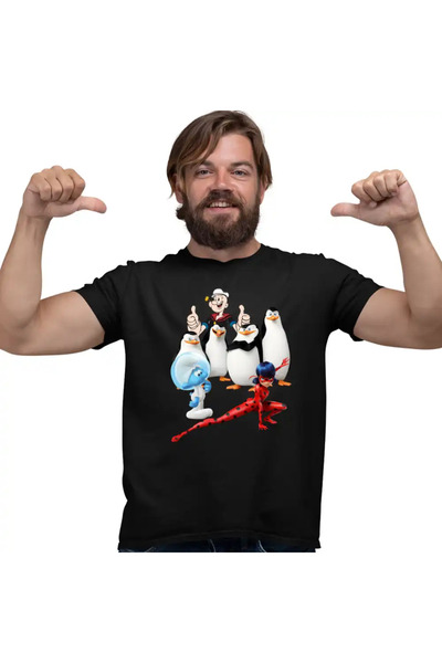 OEM Tricou Barbati Pinguinii din Madagascar Strumfii Miraculous Popeye Marinarul