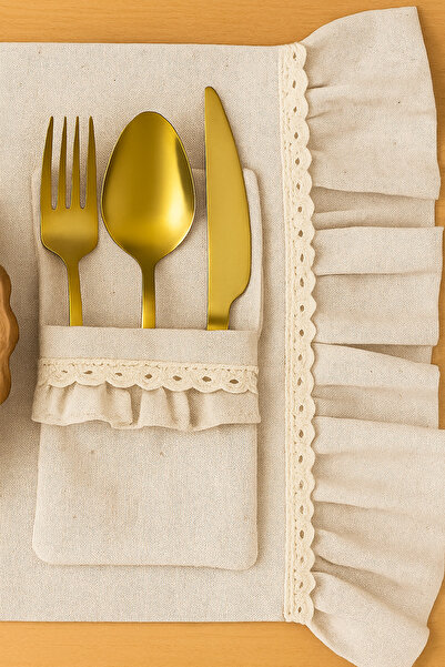 Mirilliahome 6-Piece Ruffled Scalloped American Dinner Plate and Cutlery Set |   Linen Table Set