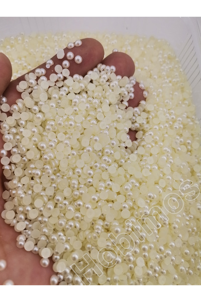 Hobimos 500 Adet 4 mm Krem Yarım İnci Boncuk - Küçük Boy Yarım İnci Boncuk