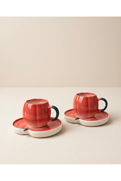 Arsila Home 2 Kişilik El Yapımı Bal Kabağı Şeklinde Türk Kahvesi Fincan Takımı