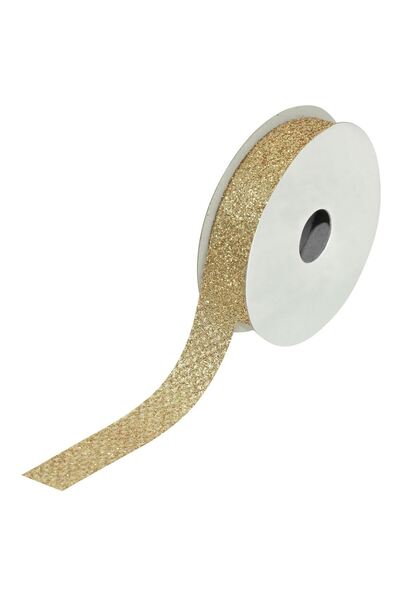 OEM Panglica Decorativa Brad de Craciun Bej Sampanie Glitter 5m x 15mm