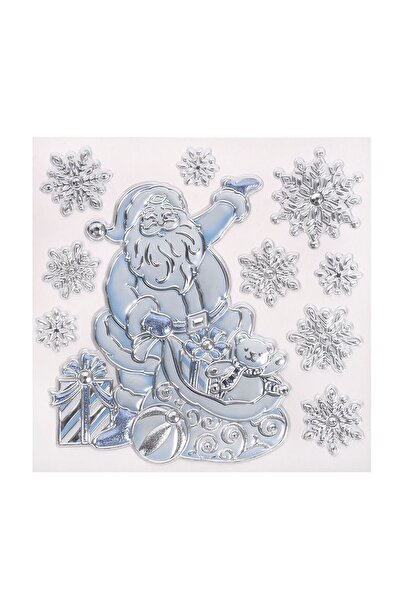 OEM Christmas Decorative Stickers Santa Claus Gift Bag Silver Flakes 18x23cm
