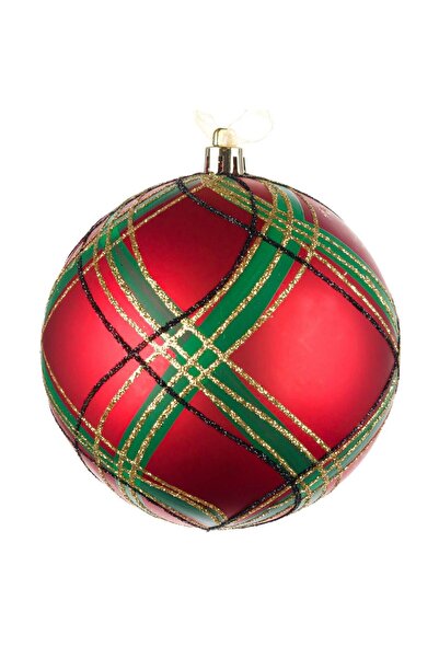 OEM Ornament Brad de Craciun Glob Rosu Carouri Ø8cm