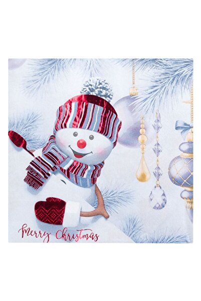 OEM Christmas Table Napkins Snowman with Red Foil 33x33cm - 20pcs