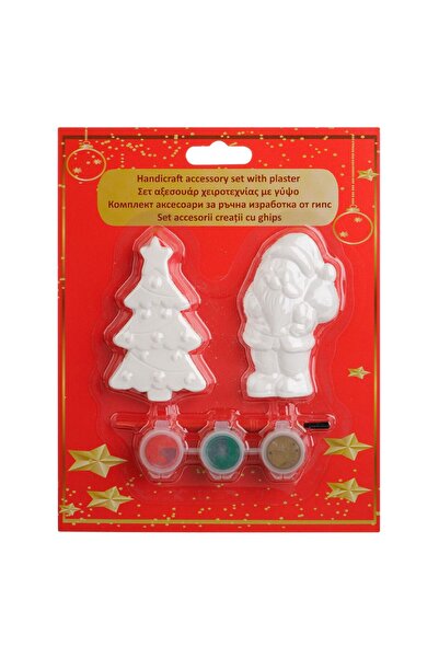 OEM Creative Christmas Set with Plaster Figurines, Santa Claus & Paint - 2pcs