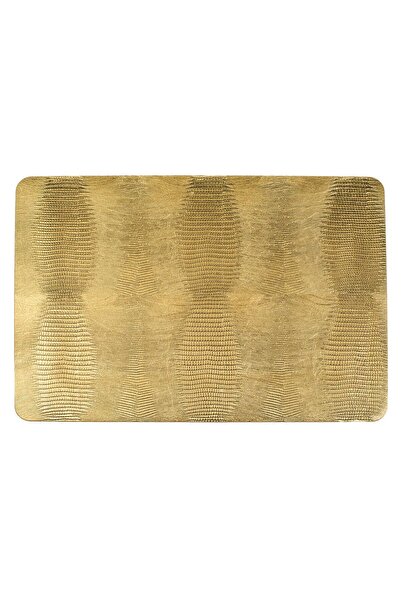 OEM Ορθογώνια Χρυσή Βάση Πιάτου Χριστουγέννων με Σχέδιο Κροκό 43x30εκ.