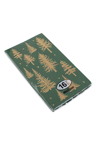 OEM 3-Ply Green Table Napkins with Gold Foil Pattern 33x40cm - 16pcs