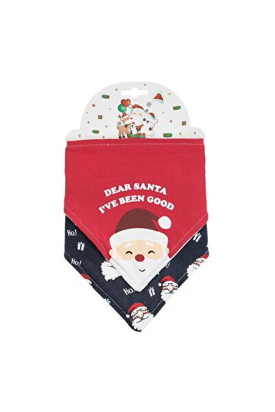 OEM Set of Cotton Scarf Bibs Navy Blue & Red Santa Claus One Size - 2pcs