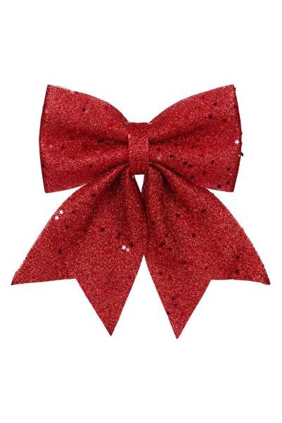 OEM Funda Decorativa de Craciun Rosie cu Glitter Paiete Stele 28cm