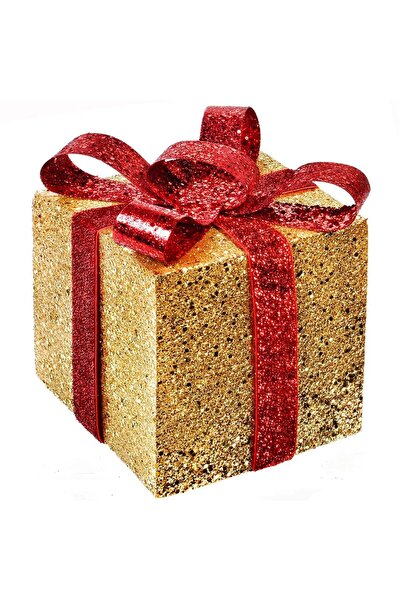 OEM Cadou Decorativ de Craciun din Spuma Auriu Rosu cu Panglica Glitter 13x13...