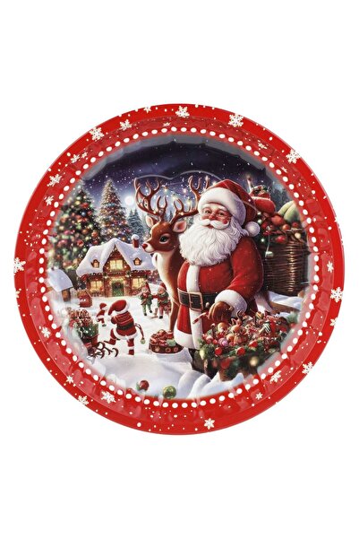 OEM Κόκκινη Χριστουγεννιάτικη Μεταλλική Διακοσμητική Πλάκα με Άγιο Βασίλη και...