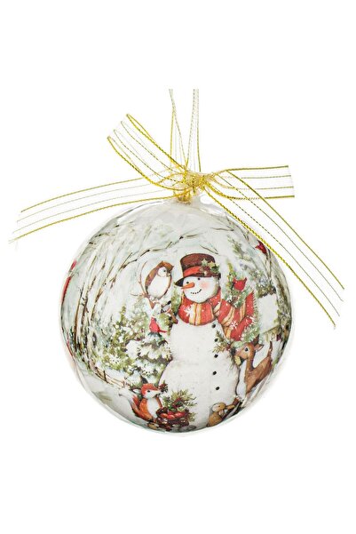 OEM Βίντατζ Χριστουγεννιάτικο Στολίδι Σφαίρα με Χιονάνθρωπο & Ζώα 7,5 εκατοστά