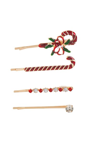 OEM Christmas Gold Hair Clips 4 Models with Rhinestone Lollipops 6 centimeter...