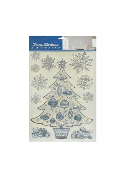 OEM Christmas Decorative Stickers Tree Silver Flakes 29x41cm