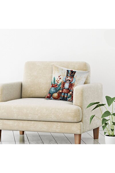 OEM Christmas Decorative Pillowcase with Nutcracker Pattern with Silver Lurex 50x50cm