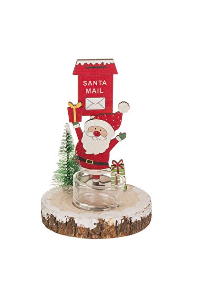 OEM Candle Holder Pill Log with Santa Claus Ø10x14cm