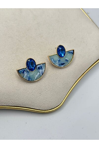 MyladyAccessoriess Baguette Stone Fan Earrings (Brass Plated) Beige