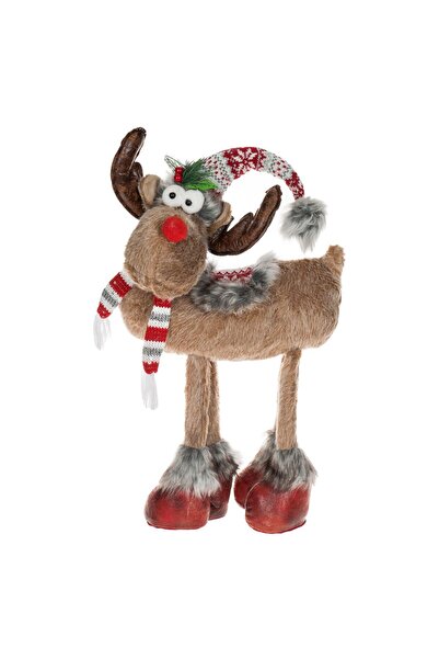 OEM Figurina Decorativa de Craciun Cerb cu Caciula Rosie 48cm
