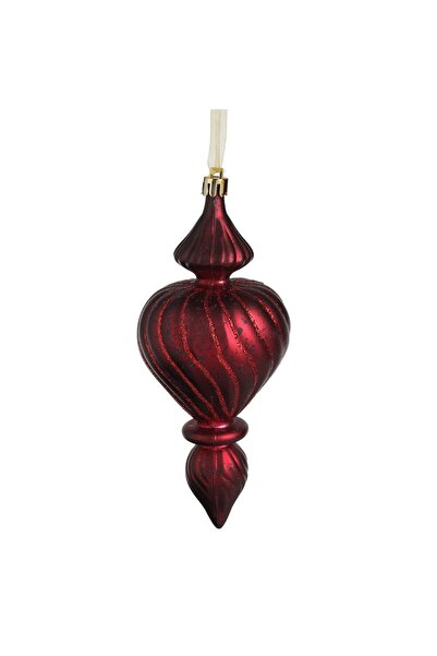OEM Christmas Tree Ornament Mercury Globe Bordeaux Matt with Stripes & Glitter Ø19cm