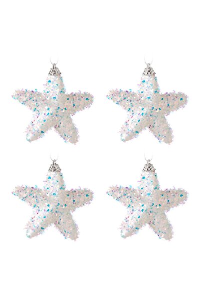 OEM Set Ornamente de Craciun Stele Albe Tinsel Holografic 6cm - 4buc