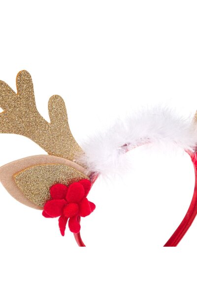 OEM Christmas Reindeer Hair Crown with Gold Glitter