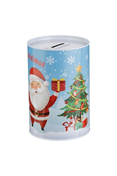 OEM Pusculita Metalica cu Om de Zapada Mos Craciun Ø10x15cm