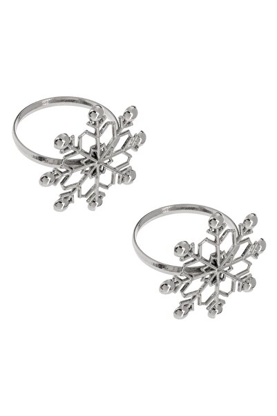 OEM Silver Metallic Rings with Christmas Snowflakes for Table Napkin Ø4cm - 2pcs