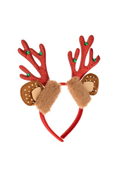 OEM Coronita de Craciun Cornite de Cerb cu Urechi Blana Clopotei Glitter 12cm