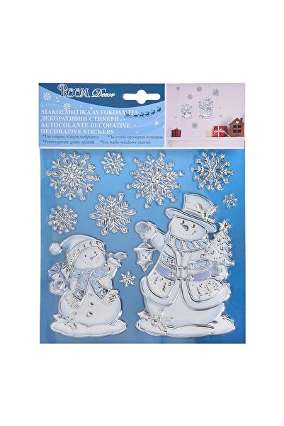 OEM Christmas Decorative Stickers Snowman Lanterns Silver Snowflake 18x23cm