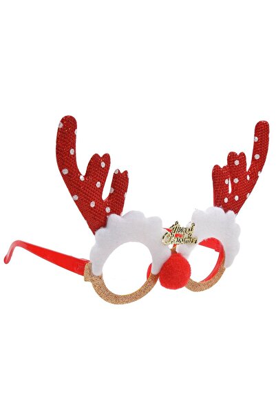 OEM Christmas Glasses with Red Deer Antlers and Glitter Snow Polka Dots