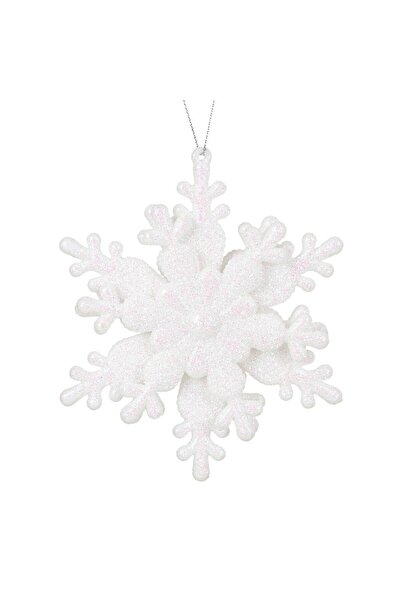 OEM Ornament Brad de Craciun 3D Fulg de Zapada cu Glitter Alb Holografic 10cm