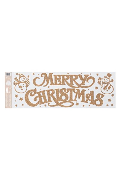OEM Decorative Christmas Sticker "Merry Christmas" with Bronze Glitter 20x60cm