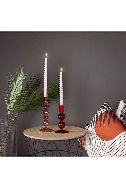 OEM Decorative Red Glass Candlestick Model 2 Balls Ø9x17cm