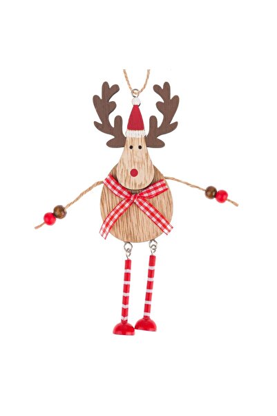 OEM Wooden Christmas Ornament Deer with Bow 15cm