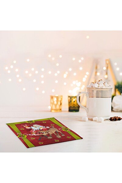 OEM Table Napkins with Santa Claus Deer Pattern 33x33cm - 50pcs