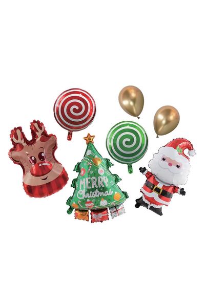 OEM Santa Claus Reindeer Christmas Party Foil Balloons - 7pcs