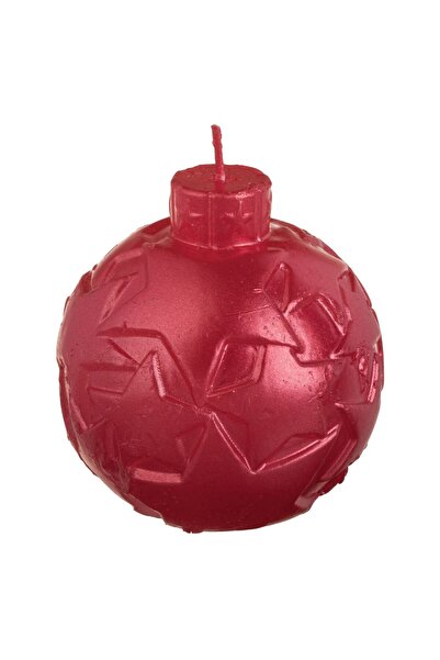 OEM Κόκκινο Μεταλλικό Χριστουγεννιάτικο Κερί-Σφαίρα με Ανάγλυφα Αστέρια, Ø7.5...