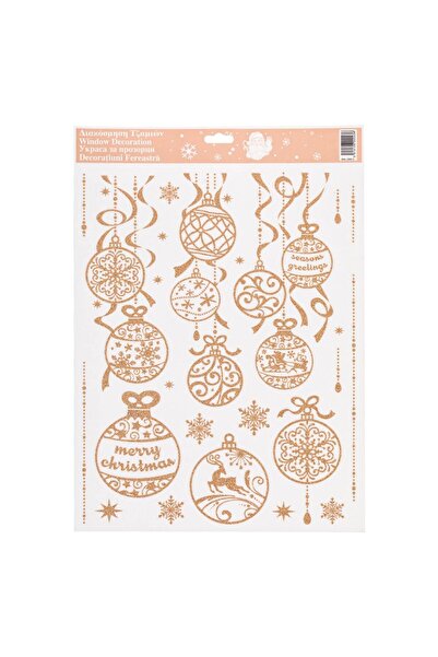 OEM Decorative Christmas Stickers Hanging Globes Bronze with Glitter 30x42cm