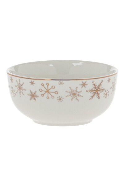 OEM White Porcelain Christmas Bowl with Gold Foil Flakes 500ml
