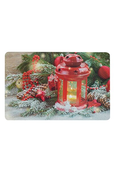 OEM Christmas Plate Holder Lit Lantern Snow Fir 43.5x28.5cm