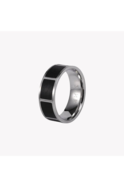 ZINK Men's Silver & Black Stainless Steel Ring | Zjrg009smb