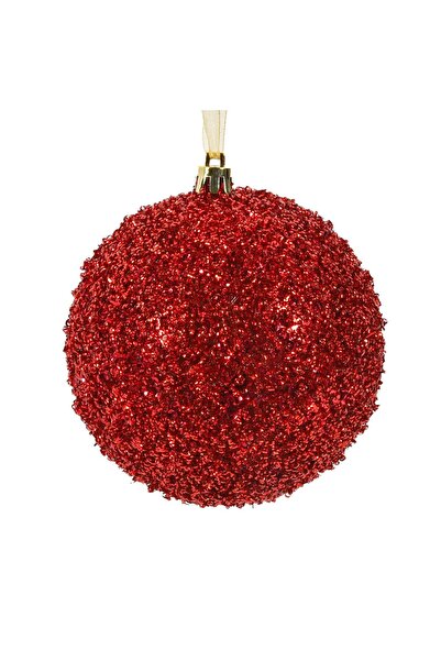 OEM Ornament Brad de Craciun Glob Rosu cu Tonsel Ø10cm