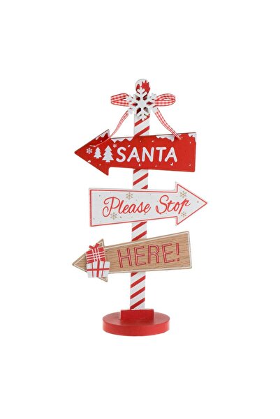 OEM Tablita Decorativa de Craciun Sageti din Lemn pe Baza "Santa Please Stop ...