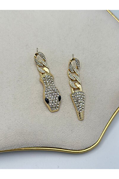 MyladyAccessoriess Zircon Stone Snake Earrings (Brass Plated)